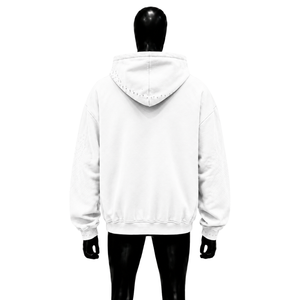 Sweat à capuche zippé oversize blanc pour homme, manches classiques, couleur unie, en coton molletonné épais, style décontracté urbain, pour l'automne - Product Image 2