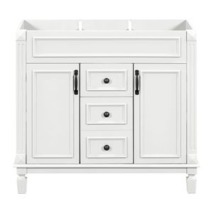 Mobile Bagno Moderno Blu Reale da 36 Pollici Senza Top, 2 Ante con Chiusura Ammortizzata, 2 Lavabi e Armadietto Contenitore - Product Image 3