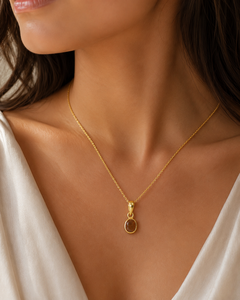 Collier pendentif minimaliste en argent sterling 925 plaqué or 18 carats avec saphir jaune taille coussin et chaîne torsadée, serti clos, cadeau unisexe - Product Image 1