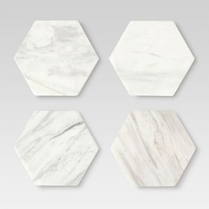 Handmade Marble <b>Coasters</b> <b>Set</b> With Unique Natural Veining Patterns For Stylish Coffee Table And Office Desk Decoration - Product Image 5