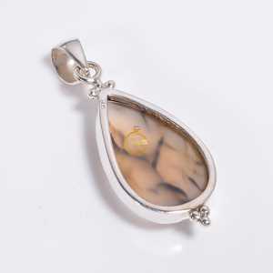 Colgante de Ágata Dendrítica Natural con Bisel de Oro Vintage en Plata de Ley 925, Elegante Collar de Piedra Preciosa para Compromiso - Product Image 5
