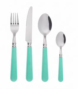 Ensemble de couverts modernes avec manches en résine turquoise, en acier inoxydable, compatibles lave-vaisselle, pour les tables de mariage - Product Image 1