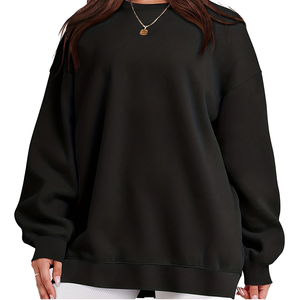 Sweat-shirt à col rond ample en molleton à manches longues, style automne, pour femmes - Product Image 5