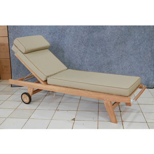Sun Lounger in Solid Teak Wood with Dettachable Cushion - Product Image 1