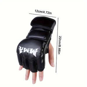 นวมมวยไทยสีดำ สำหรับคิกบ็อกซิ่ง ฟิตเนส MMA ซ้อมต่อยมวย ฝึกซ้อม ต่อยกระสอบทราย ทำจากวัสดุ PU กันลื่น ระบายอากาศได้ดี - Product Image 1