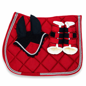 Equestrian Products High Quality Horsing Foam Satin Saddle <b>Colourful</b> Crochet Ear Bonnet Horse Polo Wraps Glitter Saddle Pads <b>Set</b> - Product Image 1