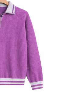 Sudadera de punto contemporánea para hombre con cremallera de un cuarto, ajuste regular premium, proveedor mayorista de fábrica OEM, EE. UU. y Europa - Product Image 5