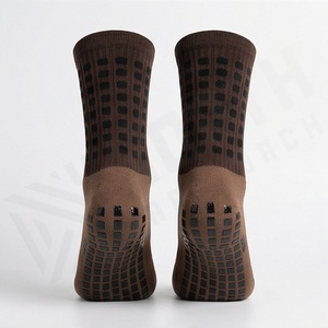 Brown Crew <b>Socks</b> Solid Color Knitted Breathable Polyester Spandex <b>Men</b> Women Daily Wear Casual Autumn Season Standard Thickness - Product Image 2