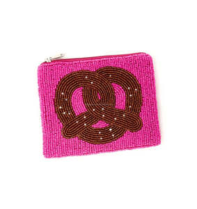 Custom Handmade <b>Beaded</b> Coin Purse Zipper Pouch Gift Women Girls Pretzel Design Wholesale Embroidered <b>Large</b> Capacity Adjustable - Product Image 2