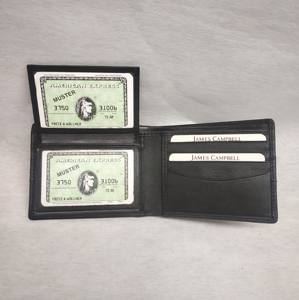 Portefeuilles RFID pour hommes, porte-cartes en cuir, portefeuille ouvert à double pli, doublure en polyester PU, porte-clés, ensemble d'étiquettes de bagages personnalisées - Product Image 3