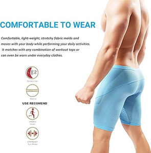 Serie Aero-Compression: Pantalones Cortos de Malla Transpirable de Alto Rendimiento para Hombre en Azul Cielo - Product Image 4
