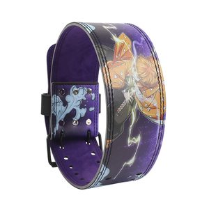 Adjustable Purple Weight Lifting Belt With Anime Design Artificial Leather <b>Waist</b> Support For Strength Training Unisex Buckle - Product Image 2