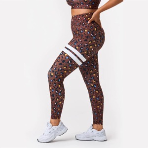Leggings de Yoga con Estampado de Leopardo, Cintura Alta, Compresión Elástica, Transpirables, de Algodón/Fibra de Bambú, Largura hasta el Tobillo, con Franja Lateral - Product Image 2