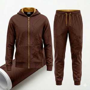 Unisex Blue Hooded Tracksuit Full Zipper Solid Color Casual Sweatshirt and Pants <b>Set</b> with Side Pockets for Adults Autumn Wear - Product Image 5