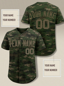 Camiseta de béisbol de camuflaje personalizada, camisa de equipo con botones, uniforme deportivo con nombre y número personalizados - Product Image 2