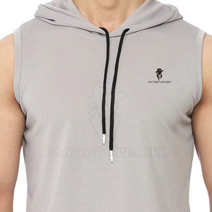Hoodie sans manches pour homme, performance athlétique, tissu en coton mélangé, coupe confortable et poche avant - Product Image 5
