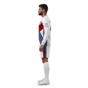 Maillot de football Topline pour homme, blanc, bleu, rouge, color-block, col en V, manches courtes, respirant, anti-humidité, 320g polyester, adulte - Product Image 6