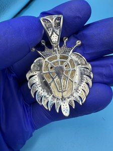 Colgante de Cabeza de León con Incrustaciones de Moissanita, Plata de Ley 925, Corte Brillante Redondo, Estilo Hip Hop, Amuleto de Lujo para Hombre - Product Image 5