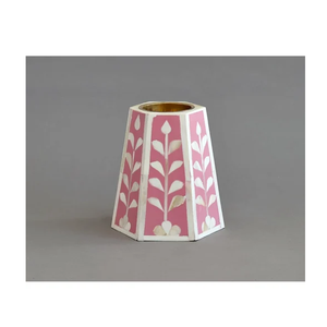 Support de bougie classique en os incrusté pour restaurants, couleur violette, motif feuille, plateau en os incrusté - Product Image 2