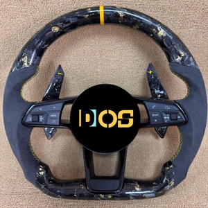 Volant en fibre de carbone forgée DOS avec palettes de changement de vitesse pour <span class=keywords><strong>Audi</strong></span> A5 A3 A4 B9 A5 RS3 RS4 <span class=keywords><strong>RS5</strong></span> S3 S4 S5 S6 S7 B9 B8 A6 R8 Q5 - Product Image 1