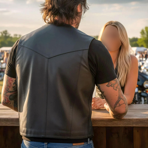 Men's Customized Casual Autumn and Summer Men Leather Vest Use Fashion Breathable Leather Vest For Sale New Arrival Leather Vest - Product Image 4