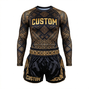 Conjunto de Shorts de Muay Thai de Satén Premium y Rashguard de Compresión, Diseño Personalizado, Uniforme de Entrenamiento de Kickboxing y Boxeo, Venta al Por Mayor OEM - Product Image 2