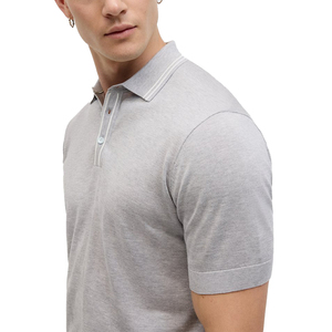Polo en coton gris pour homme, tricoté, manches courtes, couleur unie, coupe classique, respirant, col classique - Product Image 2