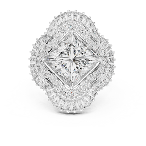 Anillo de Compromiso de Oro Amarillo de 14K con Diamante Cultivado en Laboratorio Certificado por IGI, Corte Princesa de 3 CT y Corte Baguette Lateral, Aniversario, Boda - Product Image 5