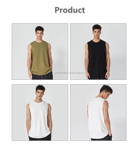 Vêtement de sport sans manches en coton 100% personnalisé avec logo imprimé, 180 g/m², pas cher, pour hommes, débardeur de sport - Product Image 2