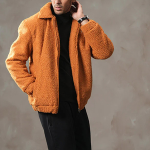 2026 New Men's <b>Fleece</b> <b>Jacket</b> Navy Stand Collar Casual Winter Breathable Windproof Zipper Pocket Cotton <b>Lining</b> - Product Image 2