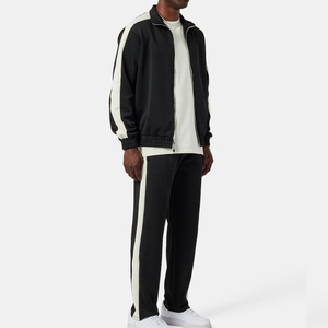 High Quality Custom Men Tracksuit Heavy <b>Weight</b> Zipper Up Customized Logo Causal Solid Plain Tracksuits Two Piece Sportwear Sets - Product Image 4