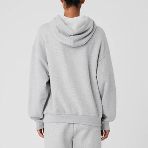 Nouveau design OEM – Sweat à capuche 100 % coton molletonné, couleur unie, logo personnalisé sur le devant, anti-boulochage, respirant, pour femme - Product Image 5