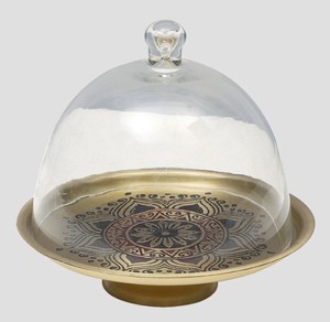 Decorative <b>cake</b> <b>stand</b> with Glass <b>Dome</b> Lid – Premium Metal Platter with Cloche for <b>Cake</b>, Dessert & Table Display - Product Image 2