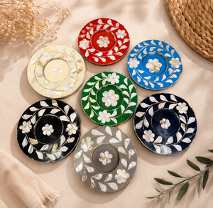 Posavasos Redondos Hechos a Mano con Incrustaciones Florales de Madreperla y Conchas Marinas para Mesa de Comedor, Mesa de Café y Decoración de Cocina - Product Image 6