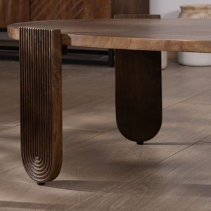 Mesa de centro Vandana Golden Matter de madera de mango con patas acanaladas Loopie - Product Image 2