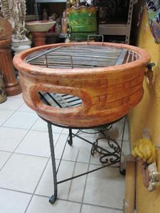 Poêle traditionnel en terre cuite rustique fait main, finition non vernie, pour la cuisson au charbon et au bois - Product Image 2