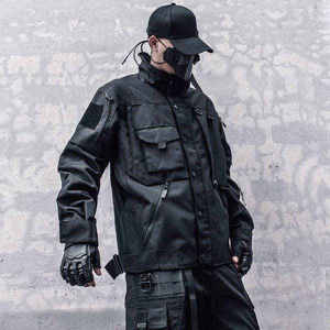 Men's Tactical <b>Techwear</b> <b>Jacket</b> Waterproof Windproof Cyberpunk Streetwear Cargo Multi-pocket Functional Hooded Windbreaker Coat - Product Image 2