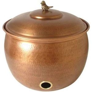 Maceta de Almacenamiento para Manguera de Jardín con Acabado en Cobre Antiguo y Tapa con Diseño de Pájaro, Organizador para Patio Exterior - Product Image 1