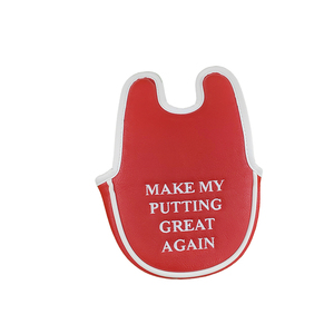 SOSH4 Red PU Leather Waterproof Putter Headcover with Leaf Pattern Make My Putting Great Again Solid Color <b>Golf</b> Club Cover - Product Image 4