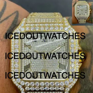 Montre Moissanite entièrement sertie de pierres pour hommes, bijoux hip-hop, montre automatique élégante en acier inoxydable, idéale pour les événements - Product Image 1