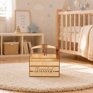 Natural Wooden Eco-Friendly Modern Organizer <b>Basket</b> Handles Decorative <b>Storage</b> Container for Fruits Vegetables <b>Toys</b> Accessories - Product Image 3