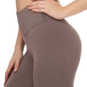 Women's Seamless High Waist Yoga Set Solid Gray Racerback Sports Bra Full Length Leggings 2 Piece - Product Image 6