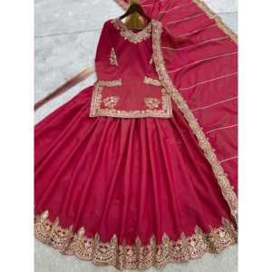 Women's Beautiful Top-<b>Lehenga</b> with Elegant Embroidery and Sequins Work Set - Product Image 4