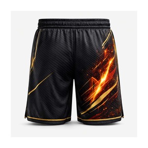 Pantalones Cortos Deportivos Personalizados de la Industria Dravelle, Ropa Deportiva Sublimada de Primera Calidad, Detalles Metálicos Dorados, Secado Rápido, Ecológicos - Product Image 3