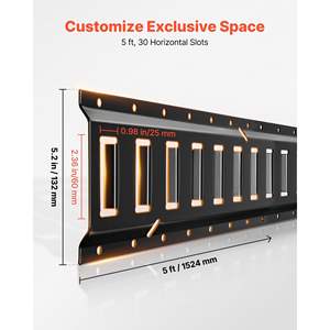 Kit de rails de fixation E-Track de 1,5 m (5 pi) en 6 pièces, comprenant 2 sangles à cliquet, 6 anneaux en O, 6 attaches, 1 anneau en D, 12 embouts pour garages et remorques - Product Image 4