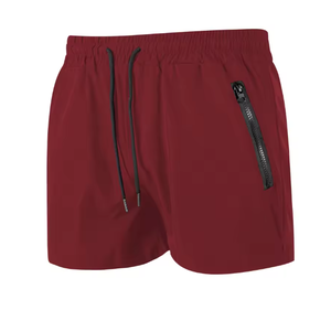 Shorts de bain pour hommes, couleur unie, décontractés, pour la plage, séchage rapide, pour la course à pied, la remise en forme, la salle de sport, avec poche zippée - Product Image 6