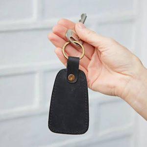 Leather Key Chain Luxury Design Leather <b>Keyring</b> Rectangle Brown Stitched Design Metal <b>Ring</b> Customized Durable Style - Product Image 5