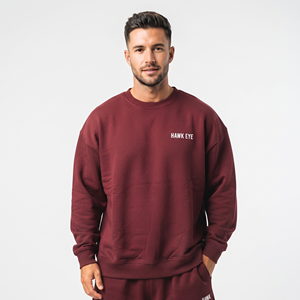 Sweat-shirt à col rond pour homme de haute qualité, couleur vin, en coton doux, décontracté, pour tous les jours - Product Image 1