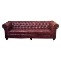 Sofá Chesterfield de Cuero Rojo Oxford de 3 Plazas, Moderno, 2024, Sofá Chesterfield para Restaurante, Muebles para el Hogar de Lujo Más Vendidos