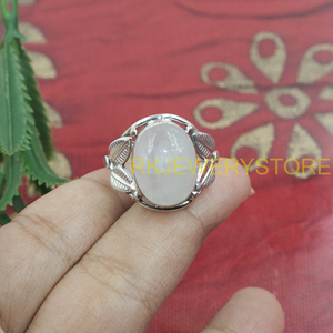 Natural Moonstone Oval <b>Ring</b> 925 Sterling <b>Silver</b> Handmade Leaf Design <b>Statement</b> <b>Ring</b> Women Jewelry Gift Boho Style - Product Image 6